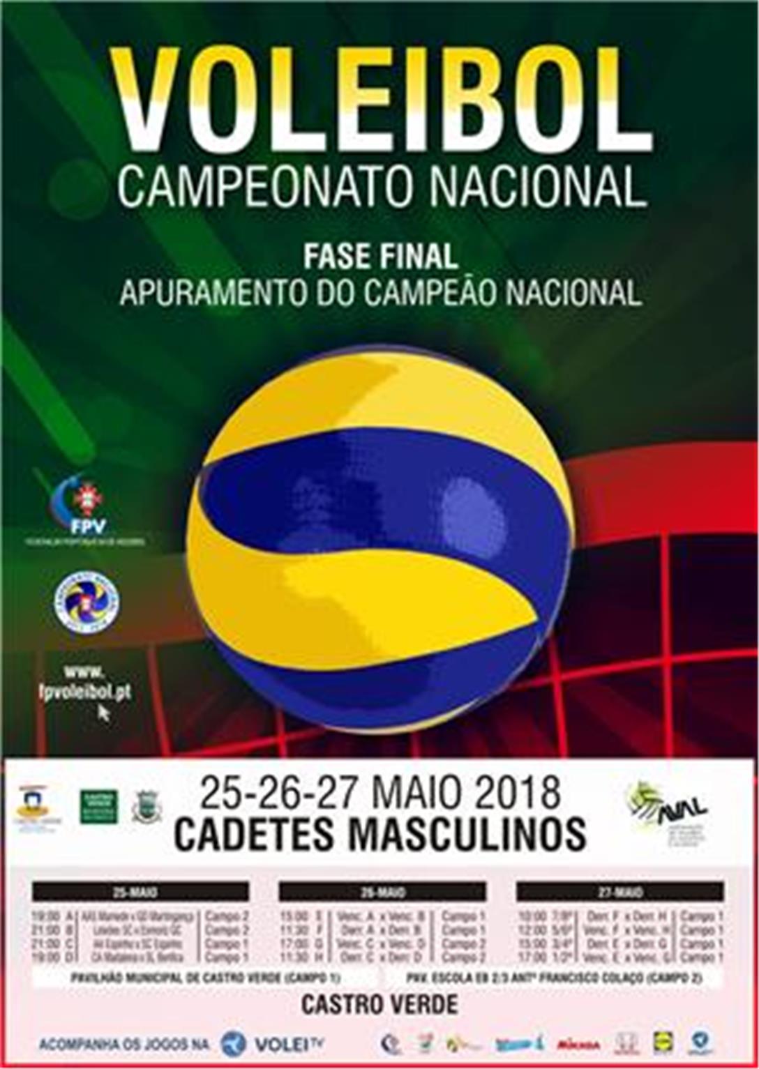 Cadetes Masculinos: Fase Final do Campeonato Nacional de Voleibol disputa-se em Castro Verde