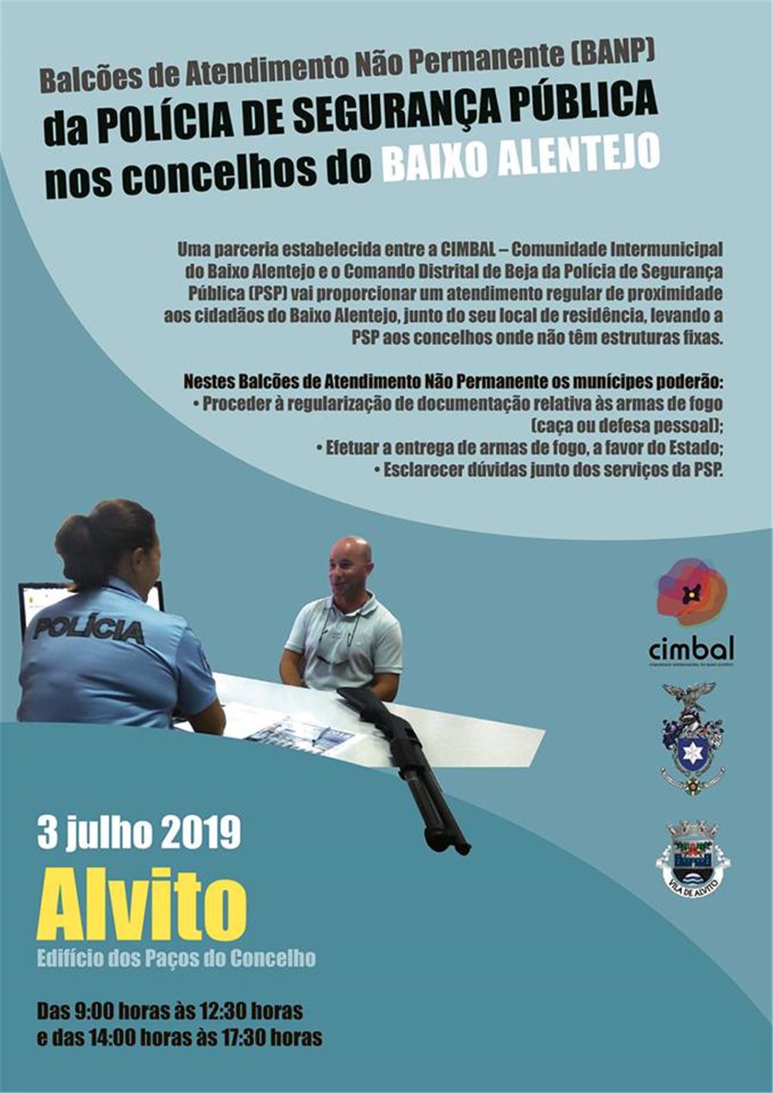 Balcões de Atendimento não Permanente da Polícia de Segurança Pública nos Concelhos do Baixo Alentejo