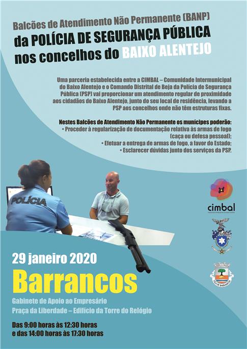 Balcão de Atendimento Não Permanente da PSP estará dia 29 de janeiro em Barrancos